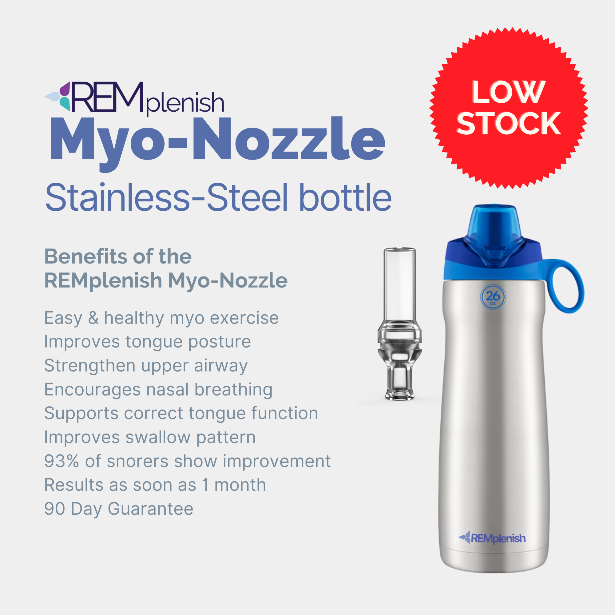 REMplenish™ Myo-Nozzle Stainless Steel Bottle Kit - Adult