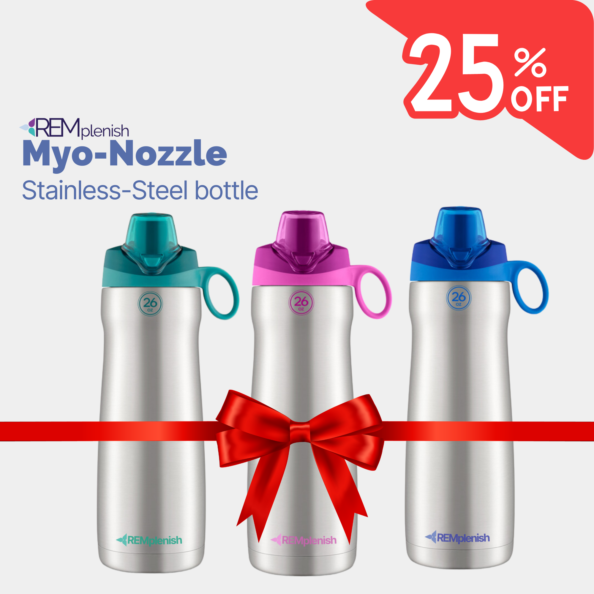 REMplenish™ Myo-Nozzle Stainless Steel Bottle Kit - Adult