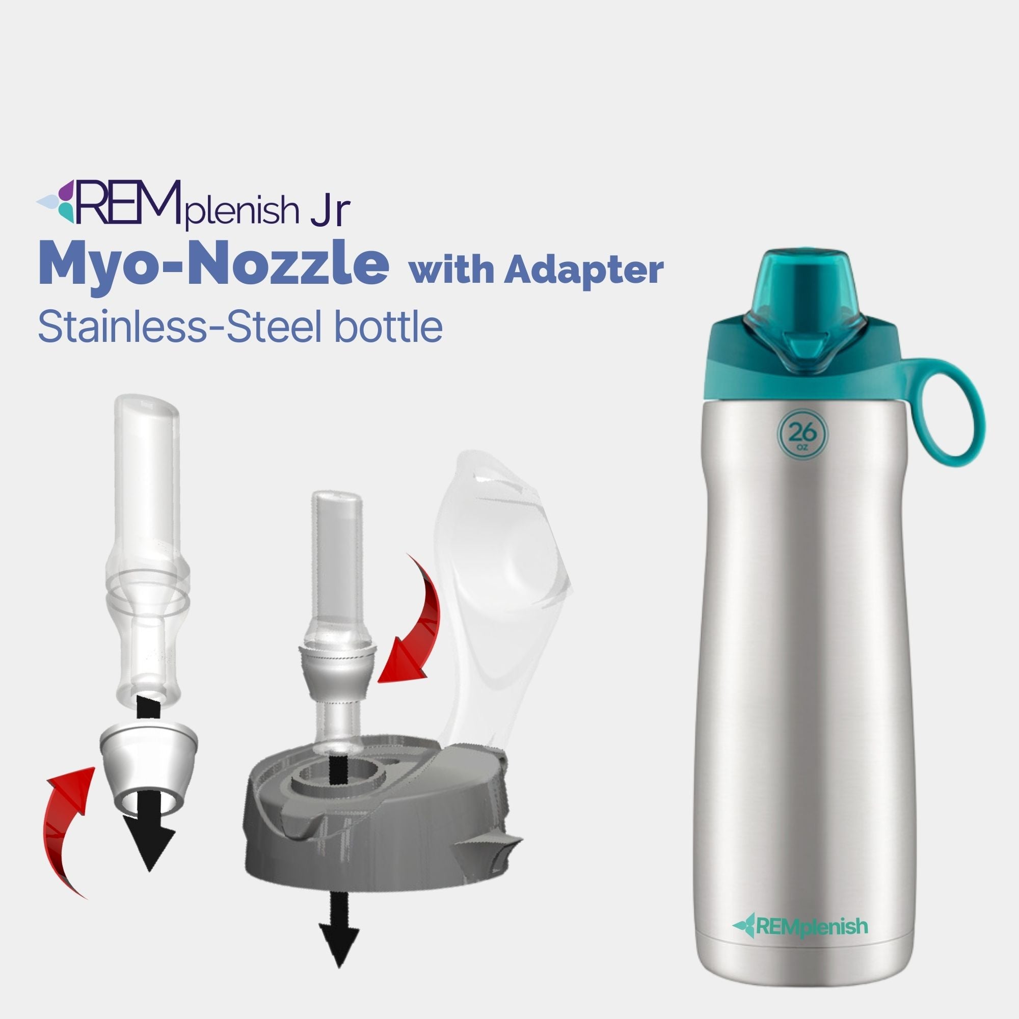 REMplenish Jr™ Myo-Nozzle with Adapter and Stainless Steel Bottle - Child