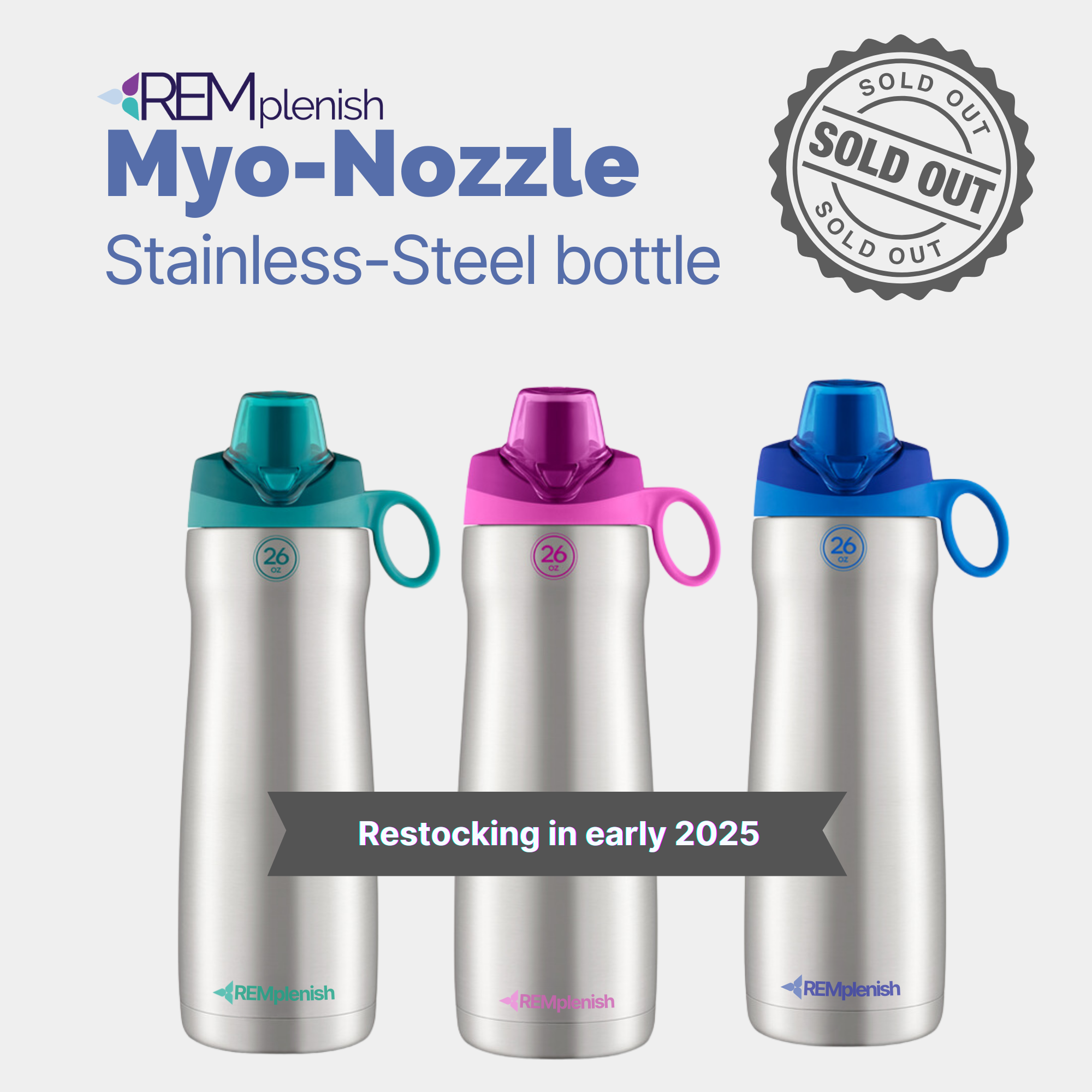 REMplenish™ Myo-Nozzle Stainless Steel Bottle Kit - Adult