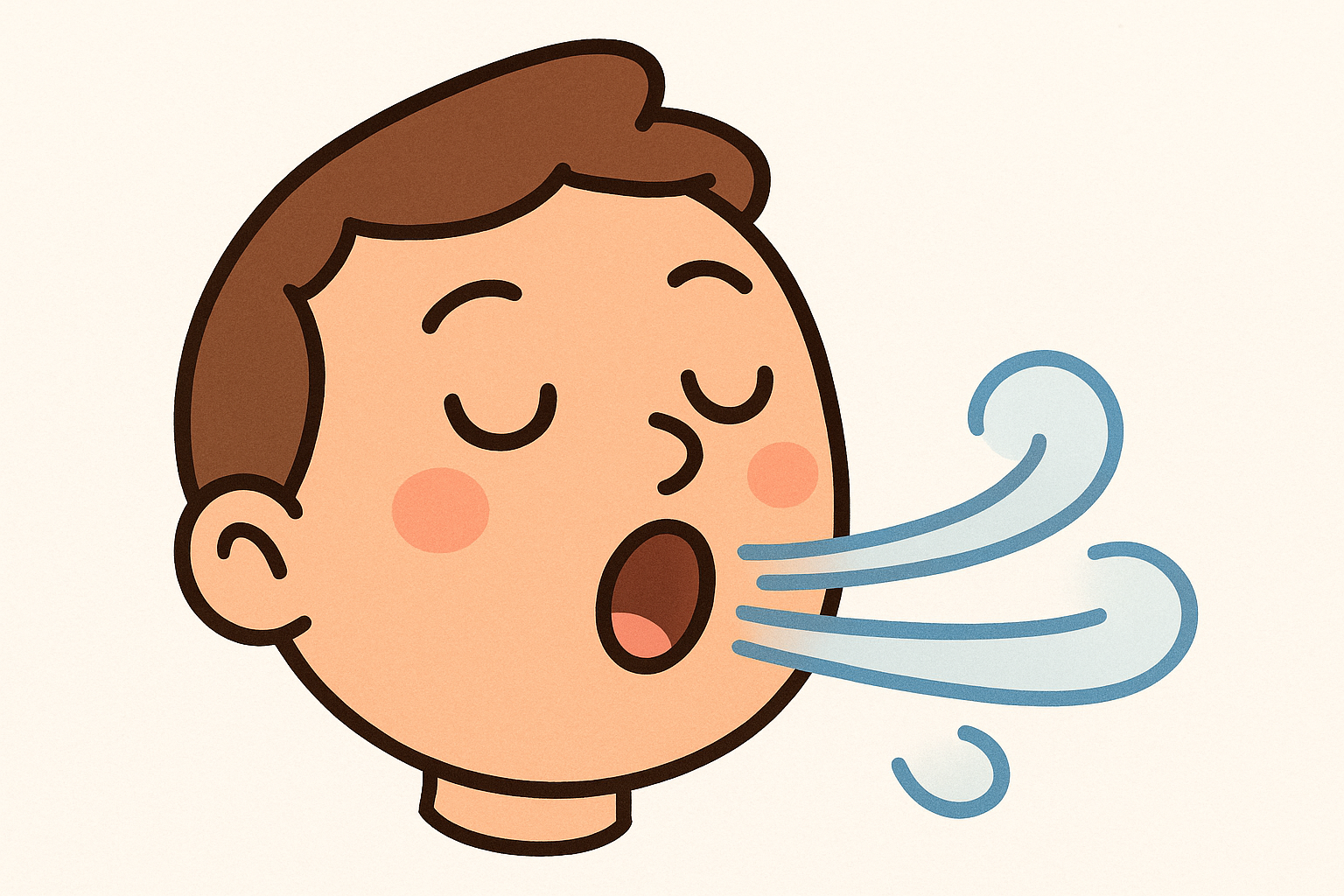cartoon face breathing through an open mouth