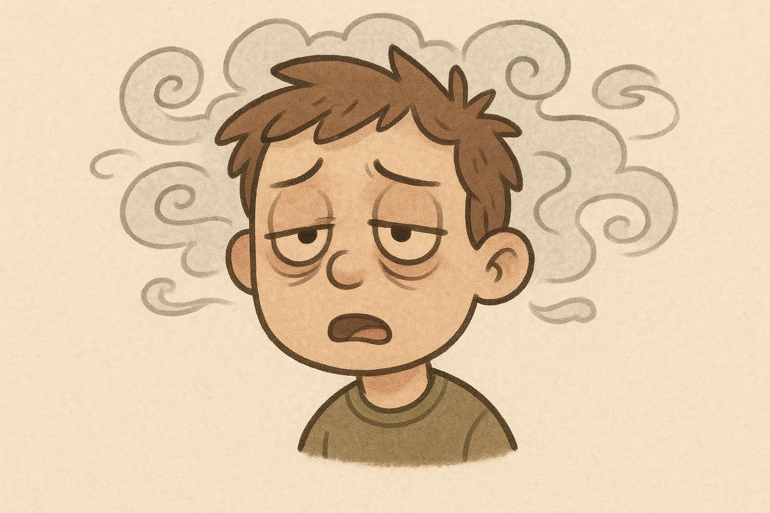 cartoon face suffering from brain fog