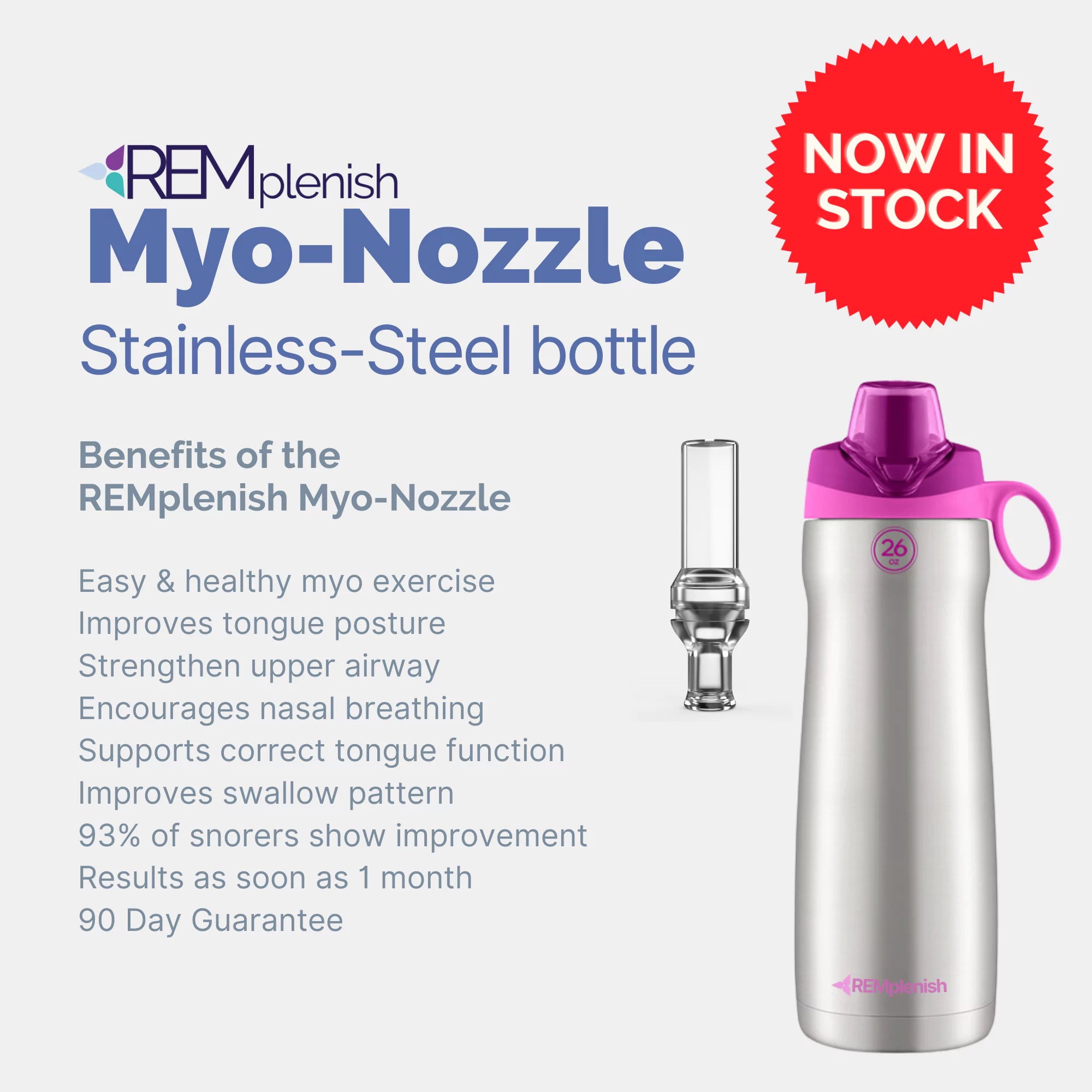 REMplenish™ Myo-Nozzle Stainless Steel Bottle Kit - Adult